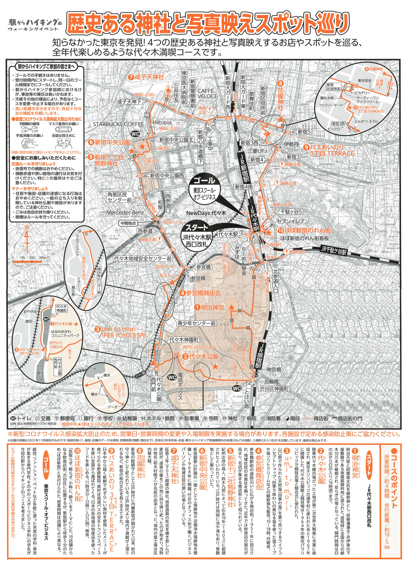 駅からハイキング 代々木駅 歴史ある神社散歩地図
