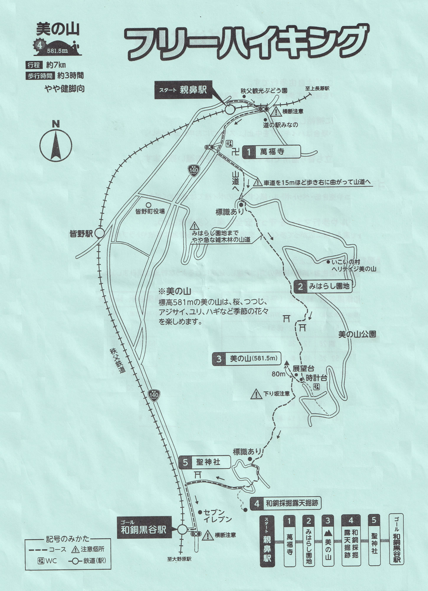 フリーハイキング 親鼻駅～和銅黒谷駅 美の山公園