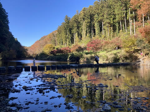 健康ハイキング 武蔵嵐山駅 嵐山渓谷 飛び石横断
