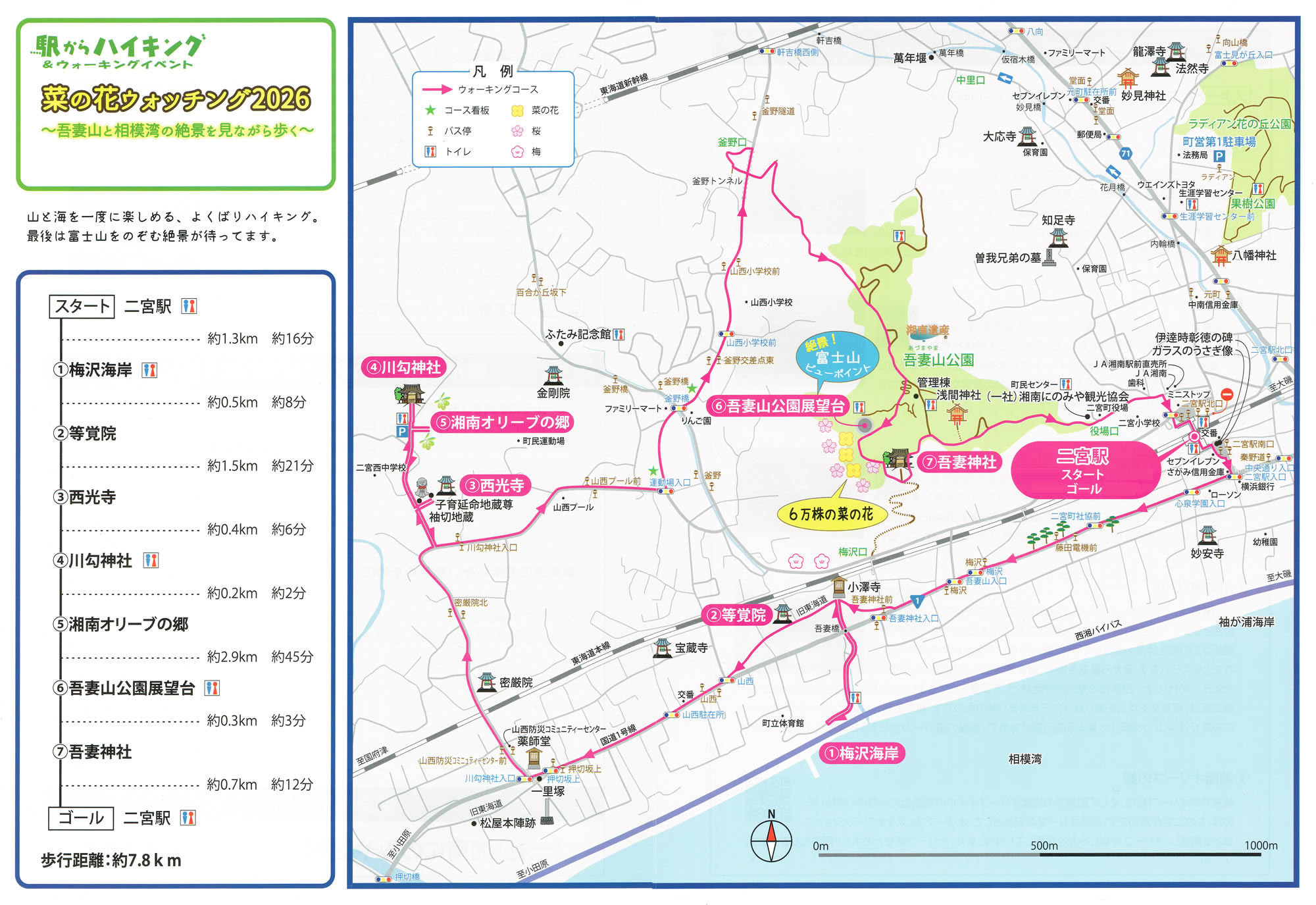 駅からハイキング 二宮駅 吾妻山 川匂神社 西光寺